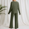 thumbnail image 4 of KANG Women's Loungewear Pyjama Set Two Piece Elegant Ribbed Homewear Autumn Outfit Loose Long Sleeve V Neck Tops Wide Leg Trousers Sets Sleepwear Leisure Leisure Suit, 4 of 6