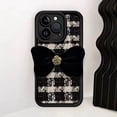 thumbnail image 2 of Designed for iPhone Case,Luxury 3D Bow Grid Pattern Camera Lens Protection Shockproof Protective Cover Phone Case (iPhone 12 Pro,Black), 2 of 4