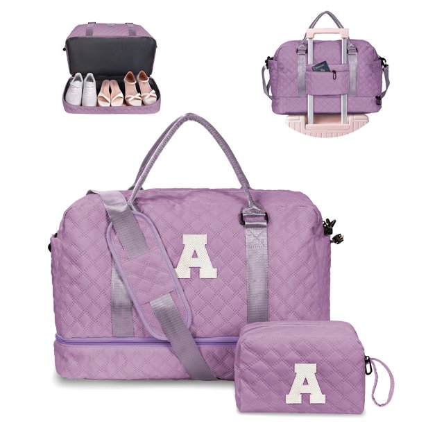 Bolso de fin de semana con iniciales Vogewood para adolescente con compartimento para zapatos