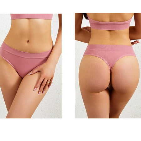 5 Pcs Womens Thongs Wave No Show Panties Panties High Waisted No Show Panties Underpants High Waist Cotton Panties Brief Underwear Base Low Rise Thong with Lace Panty Plus Size Soft Undies Clearance