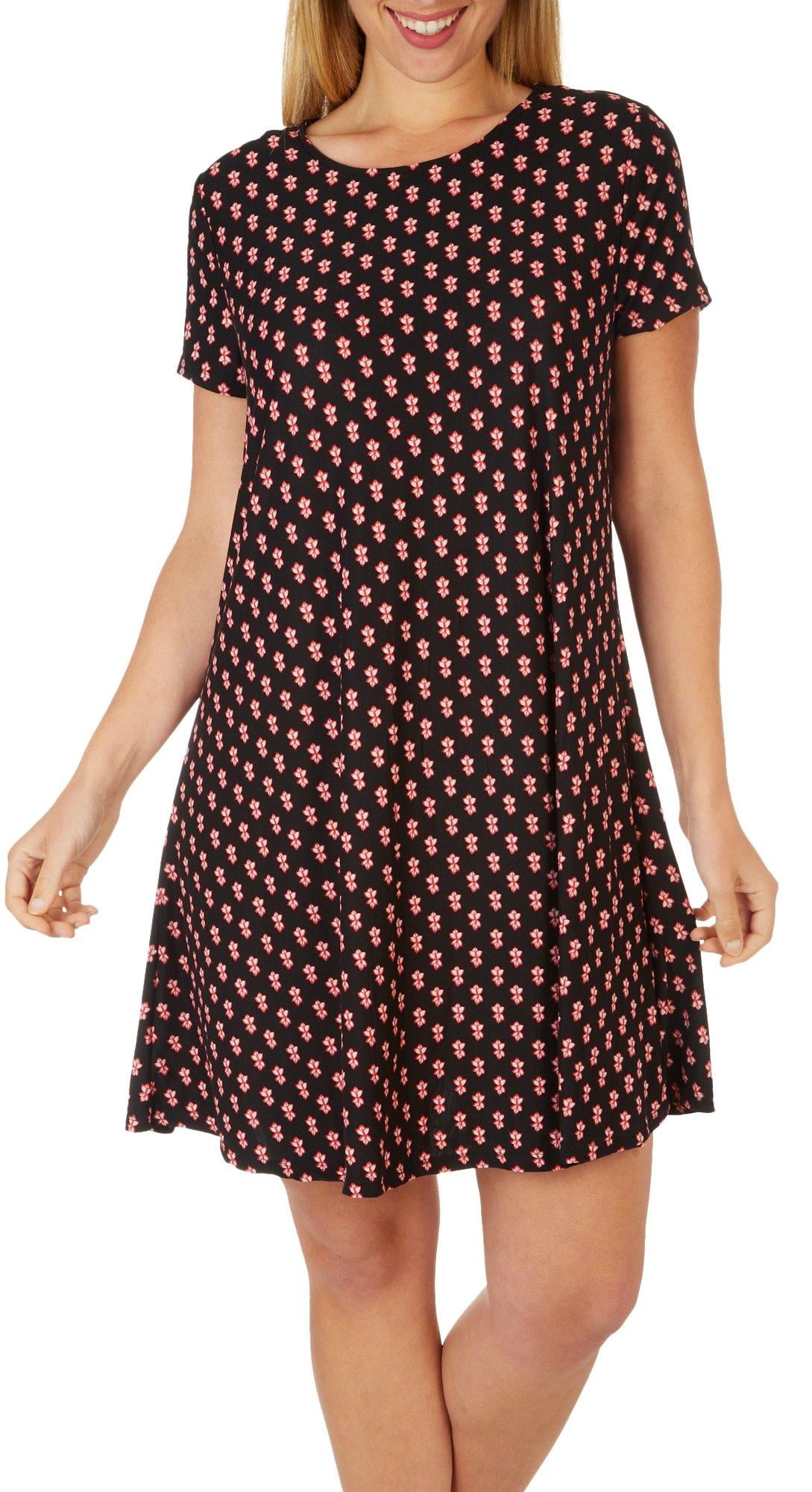 Allison Brittney Plus Print T-Shirt Dress 1X Charcoal multi - Walmart.com