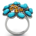thumbnail image 3 of Womens Ring Synthetic Turquoises Stones Stainless Steel, 3 of 4
