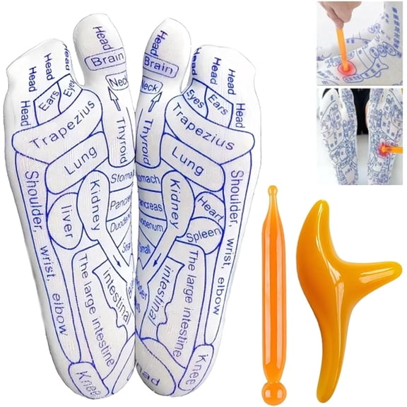FeetyFirst Reflex Therapy Socks Set with Trigger Point Massage Tool for Foot Relaxation, Foot Acupoint Massage Socks