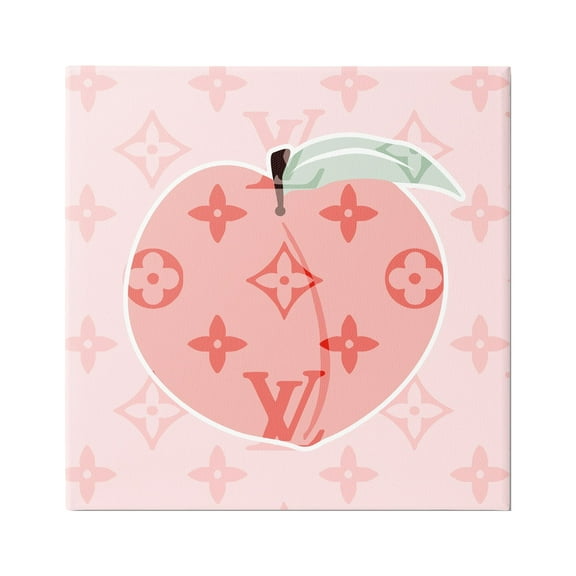 Stupell Industries Pink Patterned Peach Food & Beverage Painting Gallery Wrapped Canvas Print Wall Art, 17 x 17