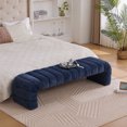 thumbnail image 2 of Modern Chenille Upholstered Armless Bed Bench 69.7 Inch Wide Multi-Purpose Storage Sofa for Living Room and Bedroom, 2 of 10
