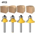 thumbnail image 1 of 4-Piece Premium Alloy Roundover Router Bits Set with 6.35mm (1/4 Inch) Shank - Sharp Precision Cutting Tools for Edge Trimming, Corner Rounding & Chamfering - Ergonomic Design for Durable, Safe, 1 of 6