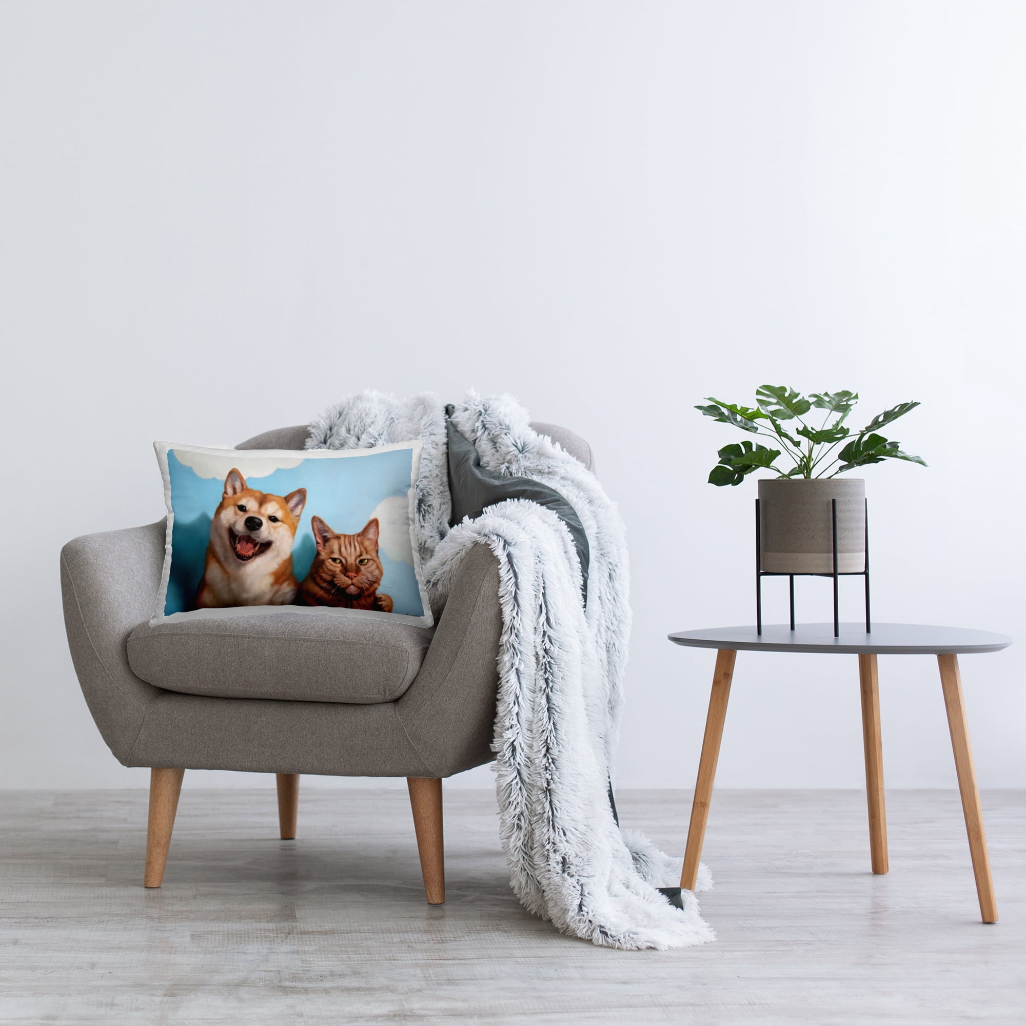 Stupell Industries Adopted Brother Dog & Cat Decorative Printed Throw Pillow, design by Lucia Heffernan, 14 x 7 x 20