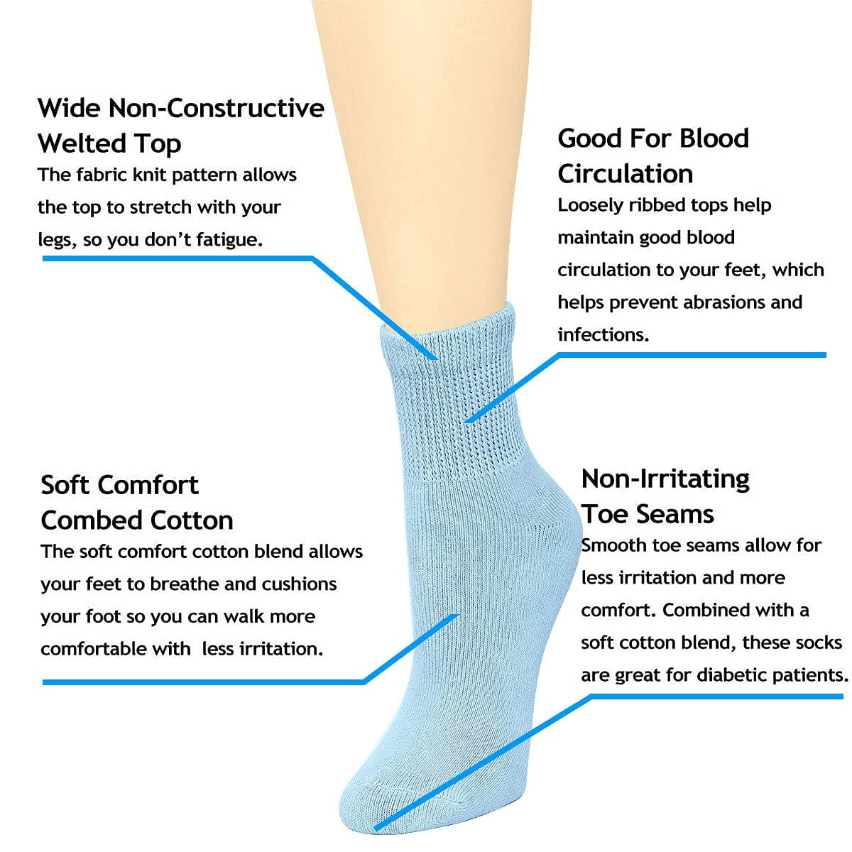 Buy Falari Women Diabetic Socks for Diabetes Edema and Circulatory