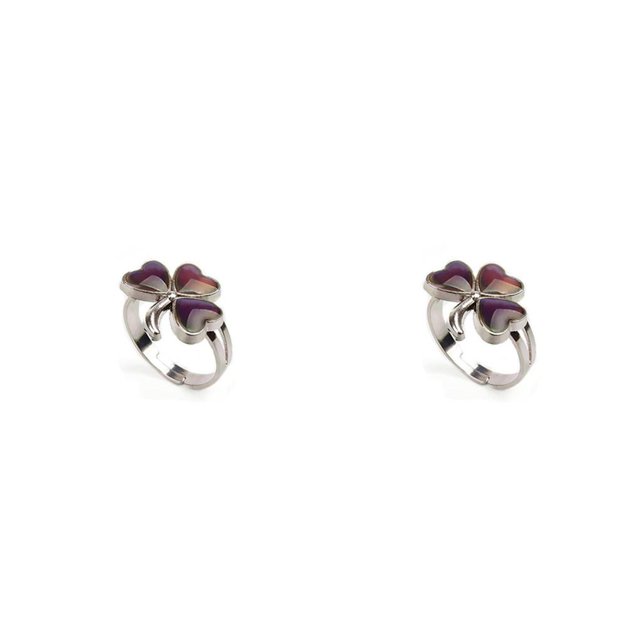 Qarigey Anillos de humor termocromáticos fáciles de combinar moda Retro ligera temperatura cambiable joyería diseño único trébol de fiesta Type2 NO2 Qarigey CBP222362