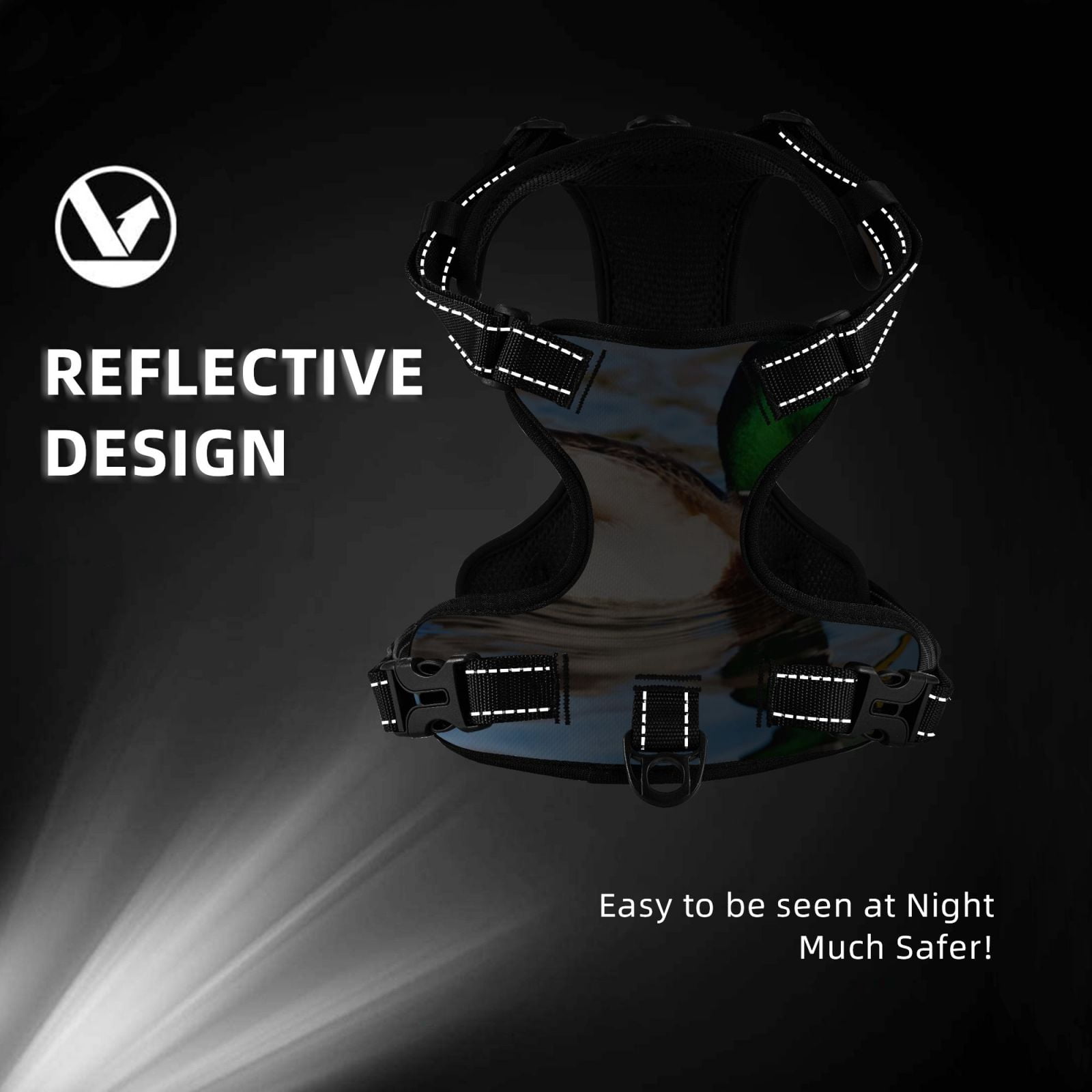 Vsdgher Mallard Duck Swimming In A River Dog Harness, No-Pull Pet Harness, Dog Vest, Pet Vest for Small to Large Dogs-