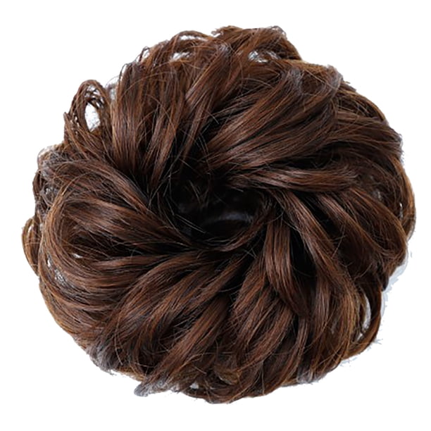 Peluca de moño rizado para mujer, aspecto elegante, suave, esponjoso, mate, rizado, ondulado, para citas, trabajo diario, castaño claro
