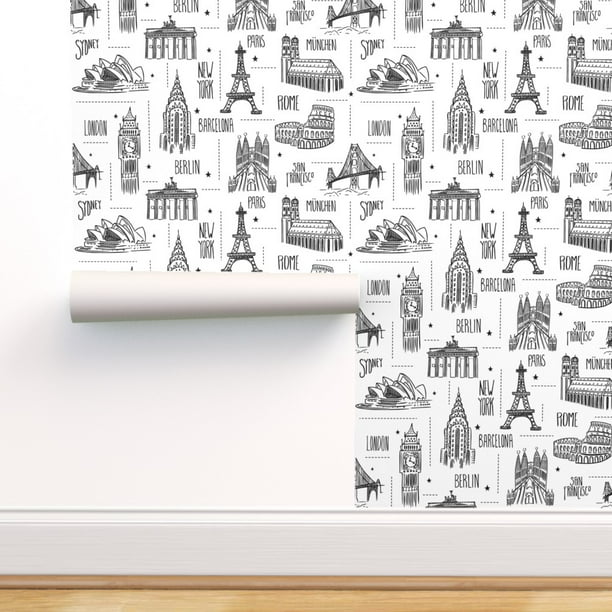 PeelandStick Removable Wallpaper Map Black White Maps Travel Adventure Paris