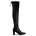 thumbnail image 3 of BLISSFUL STEP Women's Boots Faux Leather Over The Knee Thigh High Chunky Heel Pointed Toe Boots  Black 7, 3 of 7
