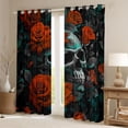 thumbnail image 2 of Homewish Orange Rose Floral Curtains Pack of 2 (42x84 Each) for Lover, Romantic Gothic Skull Curtains Blackout, Couple Anniversary Bedroom Curtains, Living Room Curtains Decor, 2 of 6