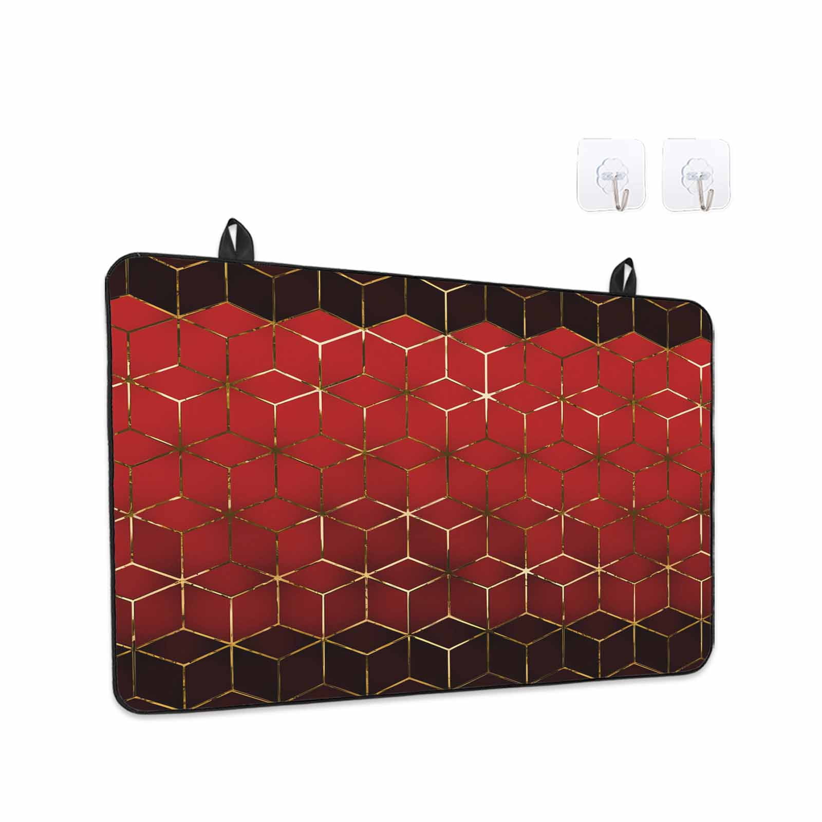 Ombre Red Geometric Stove Top Cover for Electric Stove, Heat-proof & Non Slip Glass Top Stove Cover Protector, Modern Abstract Art Kitchen Flat Cooktop Rubber Mat 24x21 Inches