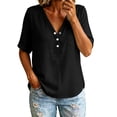 thumbnail image 4 of Only Moment Womens Tops Short V Neck Summer Sweater Spring Tunic Dressy Casual Blouses Business Cute Trendy Short Sleeve Shirt 2026 Fashionably Late Mom Black,S, 4 of 6