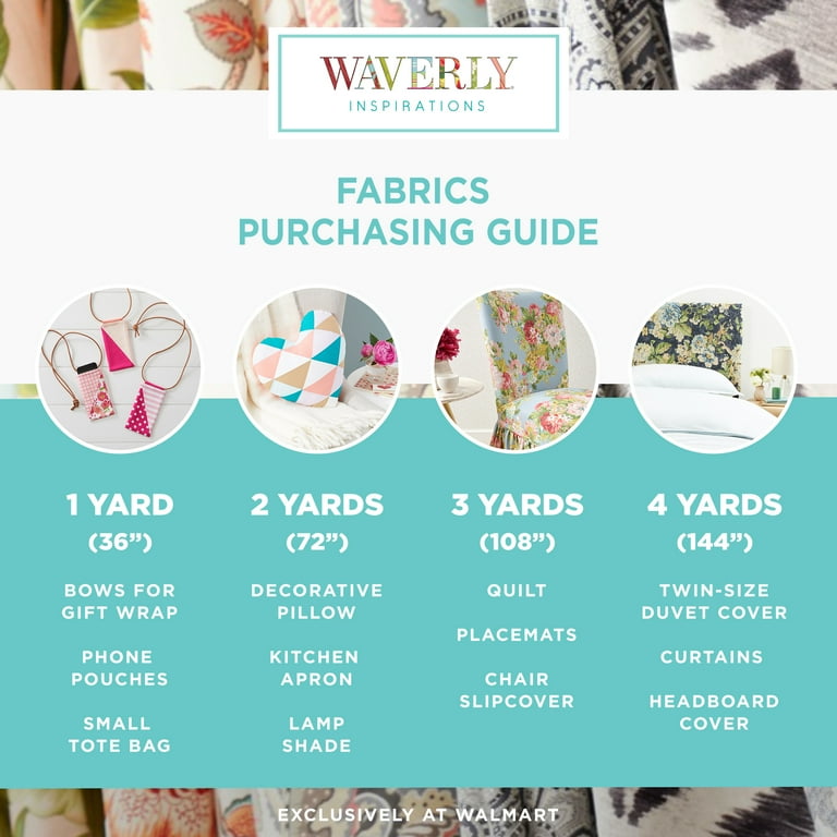 Waverly Inspirations 44" x 36" 100% Cotton 1 Yard Precut Quilting Fabric, Solid White