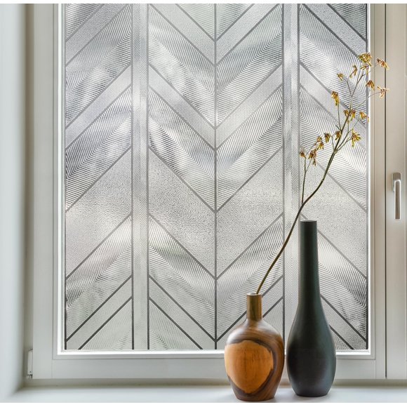 Artscape Chevron | Privacy Window Film with Textured Leaded Glass Pattern | Non-Adhesive & UV Protection | Easy to Apply & Removable | 24 x 36 Inches | Made in USA