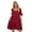 Burgundy, variant on Women's Mandy V Neck Flounce Sleeve Tiered Dress Knee Length Elegant Chic Choice for Any Daytime Occasion 100% rayon