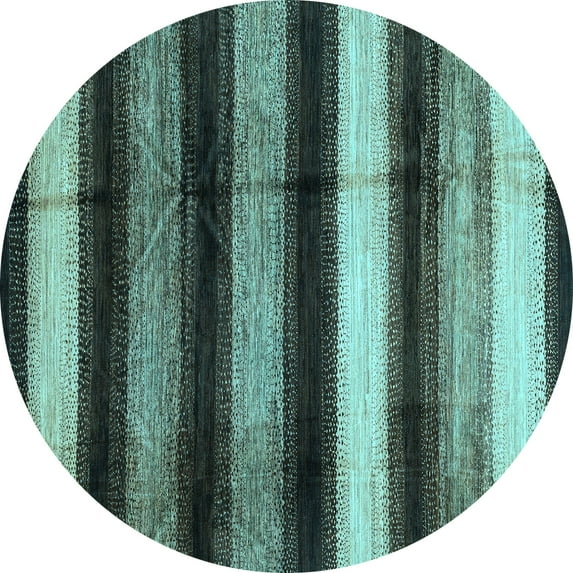 Ahgly Company Indoor Round Abstract Light Blue Modern Area Rugs, 8' Round