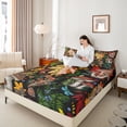 thumbnail image 4 of Homewish Botanical Mushroom 4pcs Bed Sheets for Teenagers,Tree Leaves King Sheets,Exotic Style Super Cozy Sheet Set,Breathable Home Decor, 4 of 7