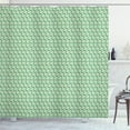 thumbnail image 1 of Floral Shower Curtain, Composition of Flower Formed with Polka Dots and Half Circles, Fabric Bathroom Set with Hooks, 69W X 70L Inches, Teal Mustard and White, by Ambesonne, 1 of 3