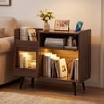 thumbnail image 2 of Gymax Record Player Stand w/LED Light Power Outlets Sliding Door Vinyl Storage Holder, 2 of 10