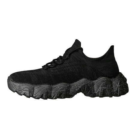 KELINFONG Plus Size Soft Walking Shoes for Women Breathable Flying Woven Socks Shoes Slip on Loafers