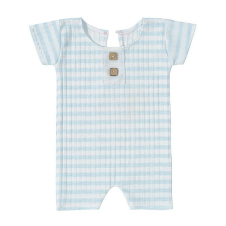 

Newborn Infant Baby Short Sleeve Striped Knitted Button Ribbed Footless Romper Photography Prop Jammies Overalls 12months-18 Months Clothes Girl Toddler Boy Winter Clothes New Born Baby Gift Boy
