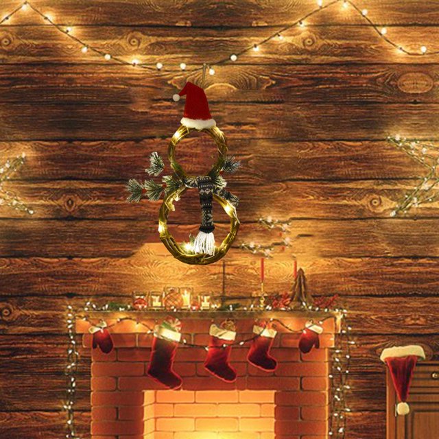 Decoraciones de Navidad, Decoraciones Del Decoración de Decoración de de Navidad Iluminada C Bufanda gris Baoblaze corona de la puerta de entrada