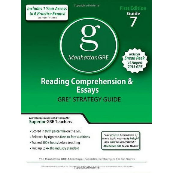 Reading Comprehension & Essays GRE Preparation Guide, 1st Edition - Manhattan GRE, -