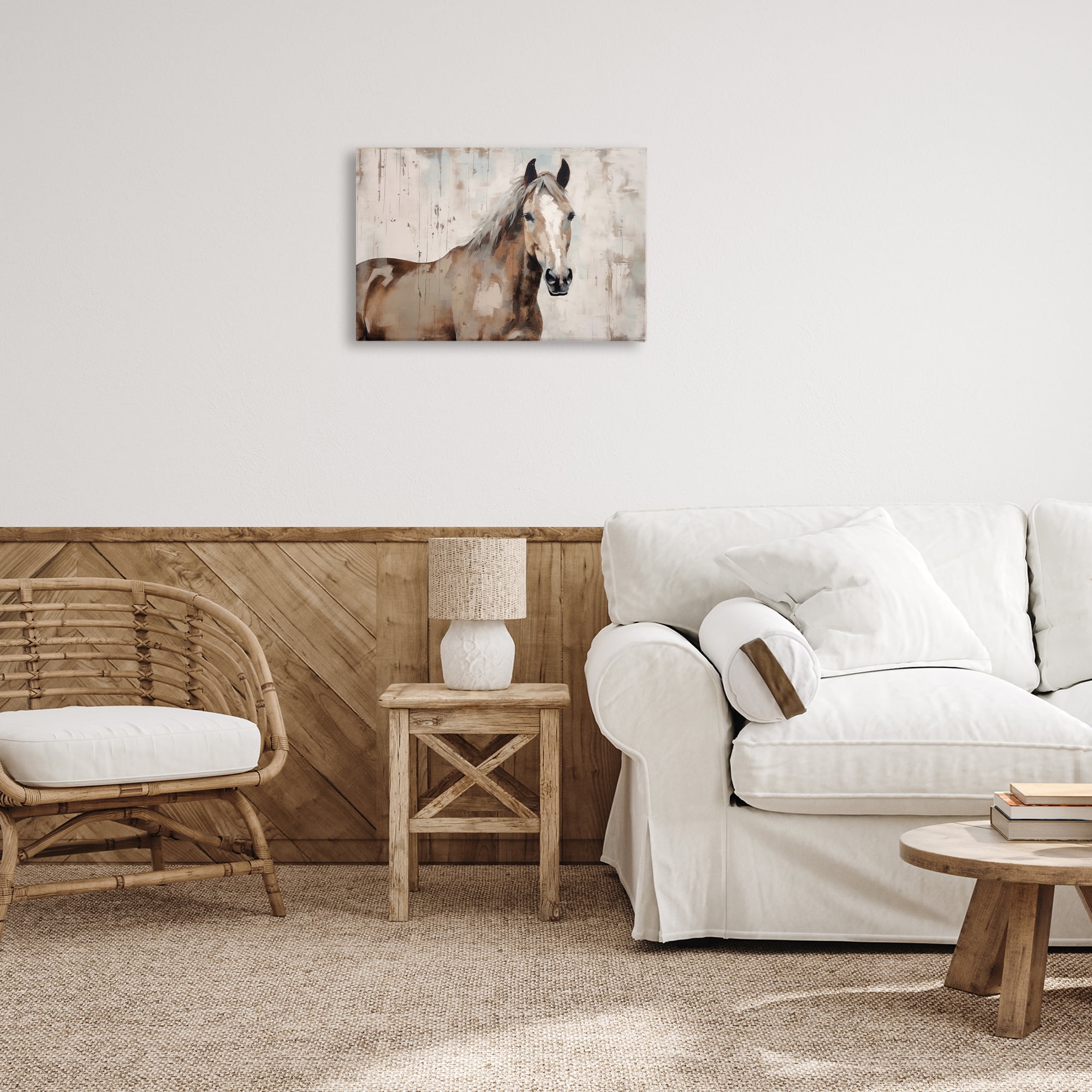 Stupell Industries Rustic Stoic Mare Animals Painting Wrapped Canvas Art Print Wall Art, 24 x 16
