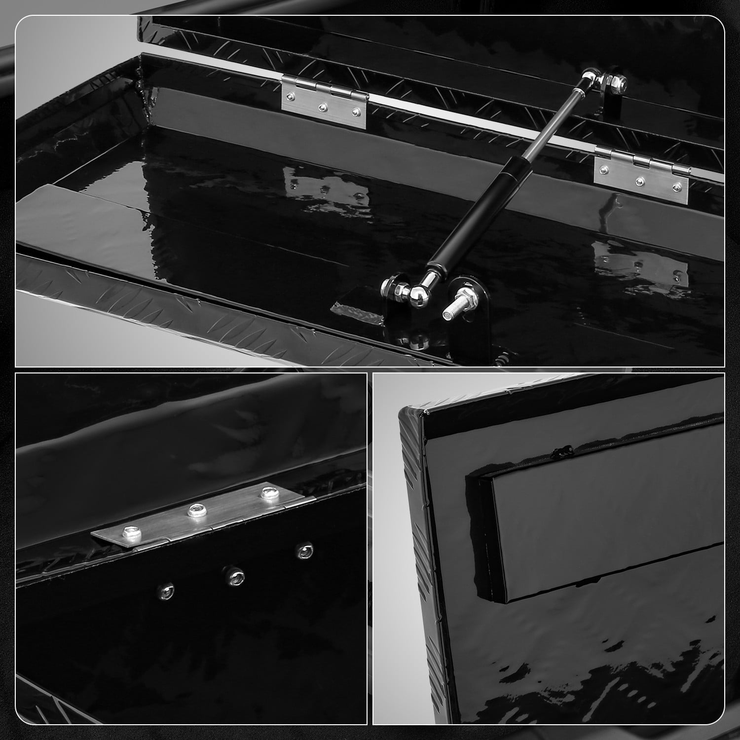 DNA Motoring 34"x6"x13" Aluminum Pickup Truck Trailer Trunk Bed Tool Storage Box w/ Lock Black