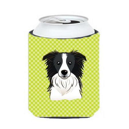 

Checkerboard Lime Green Border Collie Can Or Bottle Hugger 12 Oz.