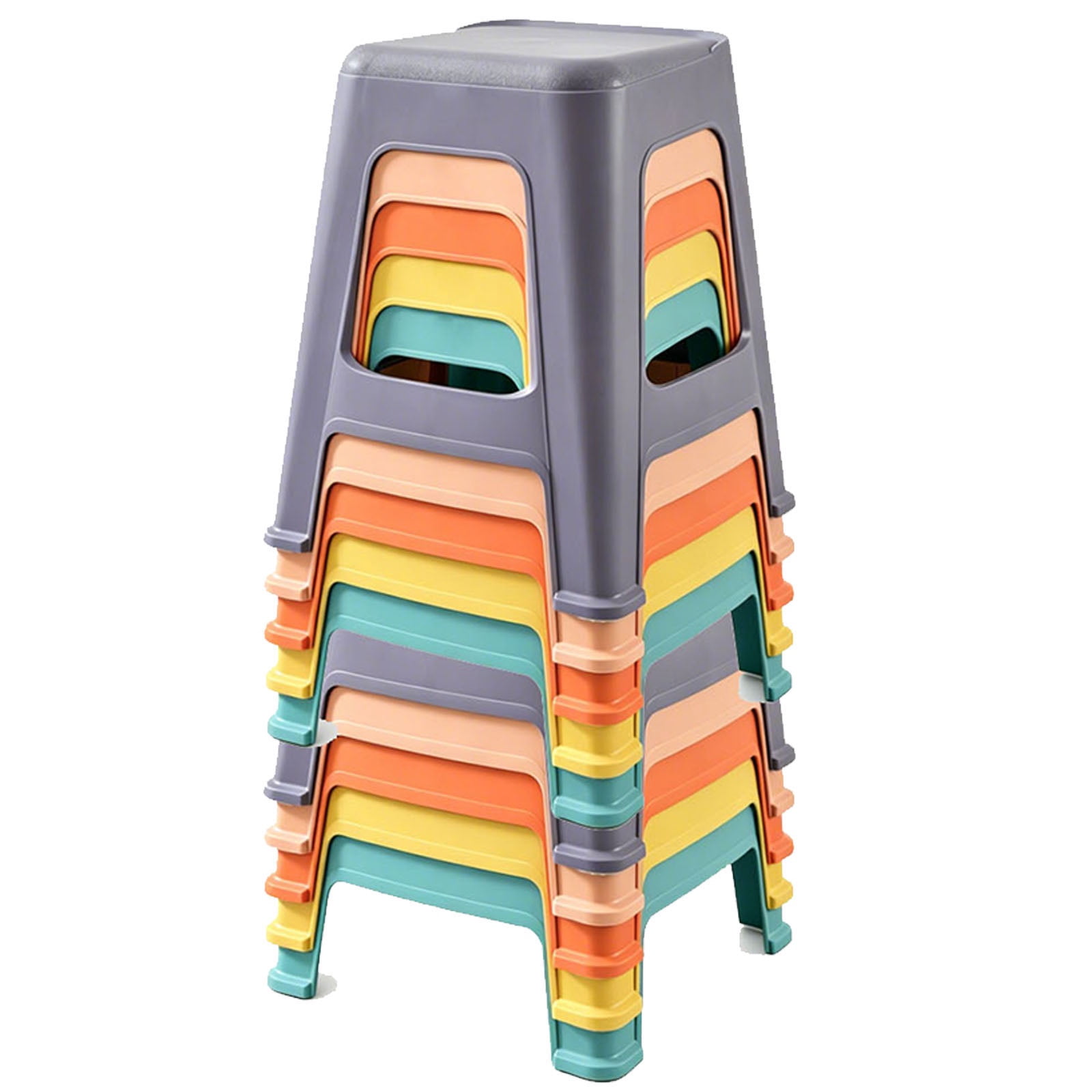 PORKISS 10 Pack Stackable Stools, 18.5 Inch Plastic Classroom Stools, Colorful Nesting Backless Stools for Flexible Seating, School, Home, Office, No Assembly, 350 lbs