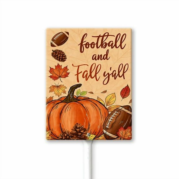Eveokoki Autumn Yard Signs Football and Fall Y'all Aluminum ​Lawn Sign for Thanksgiving Harvest Farmhouse Courtyard Walkway Patio Outdoor Deco 8x12 Inch