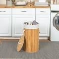 thumbnail image 3 of Household Essentials Bamboo Laundry Hamper with Rope Handles, Lid and Removable Machine Washable Laundry Bag, 15-Gallons, Natural, 3 of 11