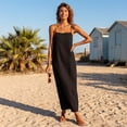 thumbnail image 5 of Cotton Linen Dresses for Women Sleeveless Backless Cami Dresses Casual Loose Vacation Sundress, M, 5 of 7