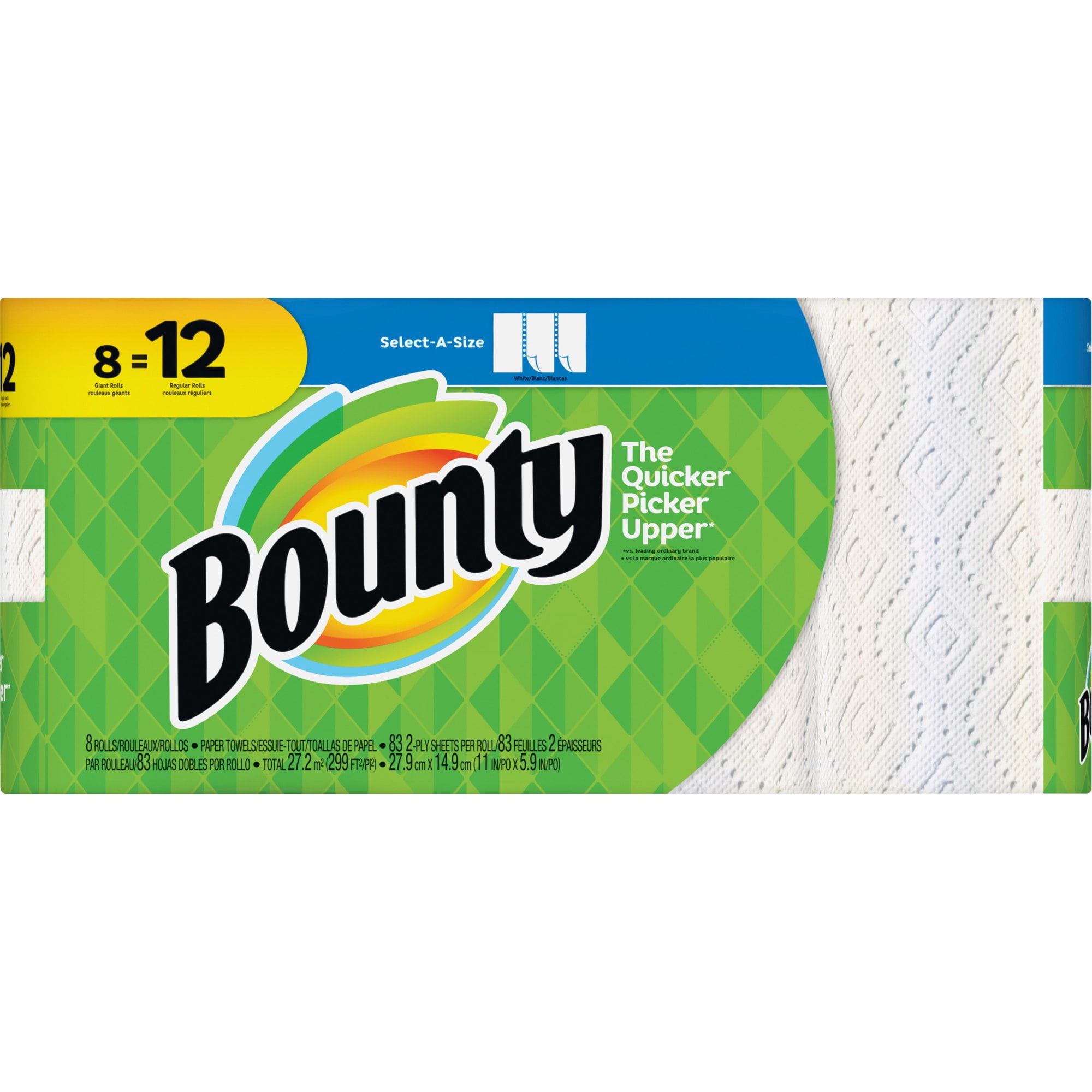 Bounty Select-A-Size Kitchen Rolls Paper Towel 12 White 2-Ply 83 Sheets/Roll 