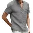 thumbnail image 3 of Yokua Mens Linen Shirt Short Sleeve Casual Summer Beach T-Shirts Hippie Loose Blouse, 3 of 19