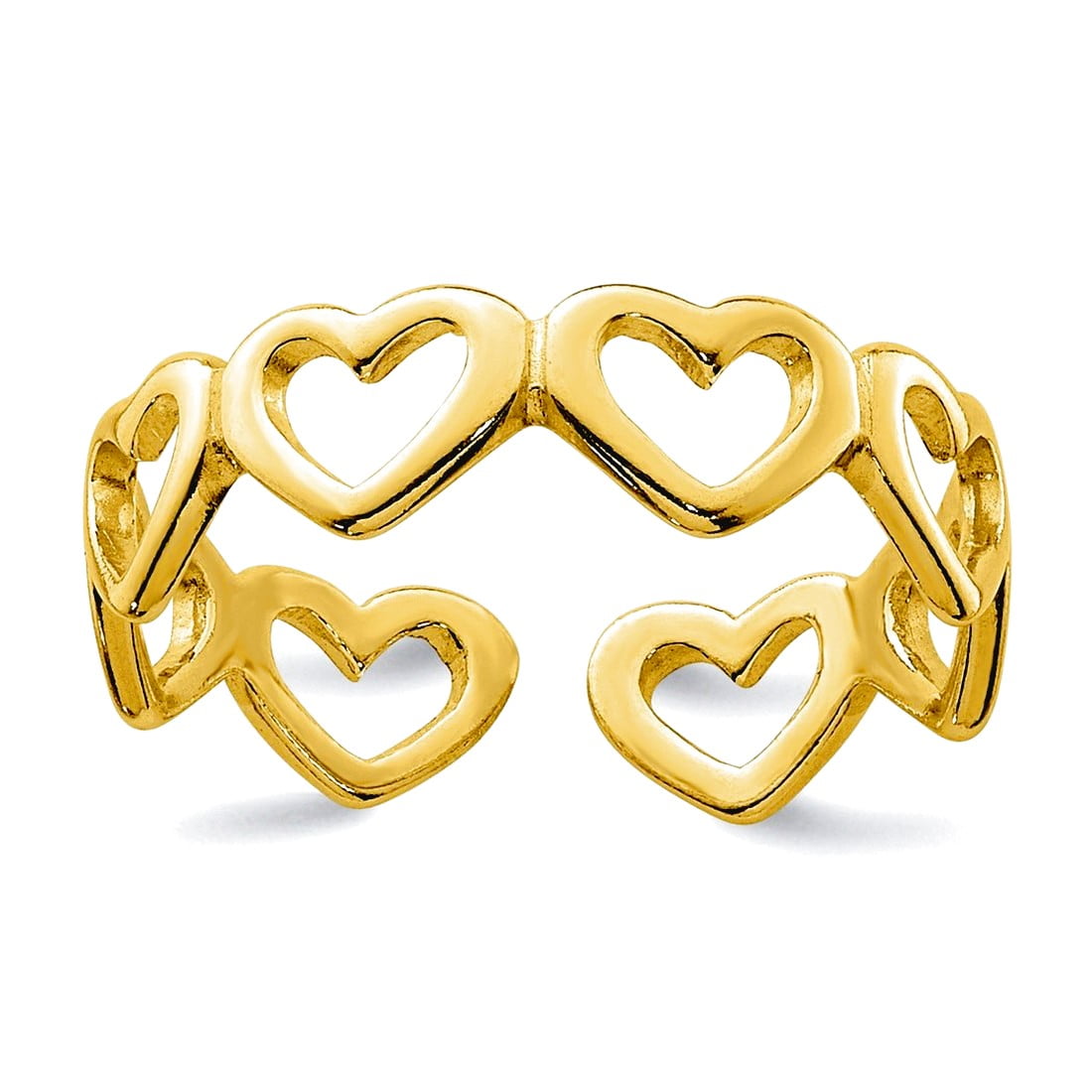 925 Sterling Silver Gold-tone Cut-out Love Hearts toe ring 5mm Wide toe ring for Women - .9 Grams