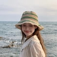 thumbnail image 4 of Sombrero de sol a rayas de arcoíris para mujer, sombrero de pescador para mujer, sombreros de playa para mujer, gorra informal idílica para vacaciones, verano, nuevo, 4 of 4