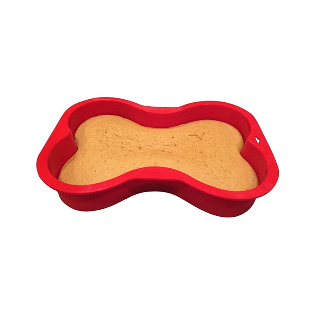 Silicone Dog Bone Shape Cake Pan for Puppy Birthday Cake Mix Novelty 7x10inch Sm 