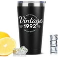 thumbnail image 3 of 20 oz Double-sided Vintage 1992 Coffee Tumbler Cup With Old Time Information, 30th Birthday Gifts for Women Men Parents, 30th Birthday Decoration, 30th Vacuum Cup with Lid Black, 3 of 6