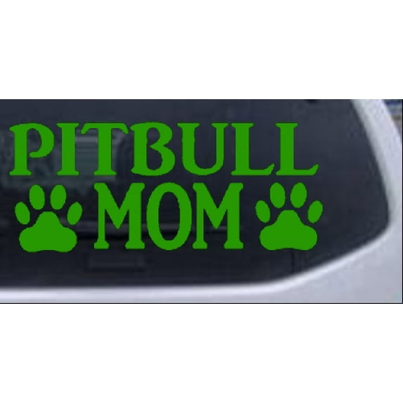 Pitbull Mom with Paw Prints Car or Truck Window Decal Sticker