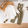 thumbnail image 6 of AINIYS 2Pcs Newborn Boy Fall Outfit Romper Dress Shirt with Bowtie + Suspender Pants Formal Suit Clothes Set White 6Months, 6 of 9