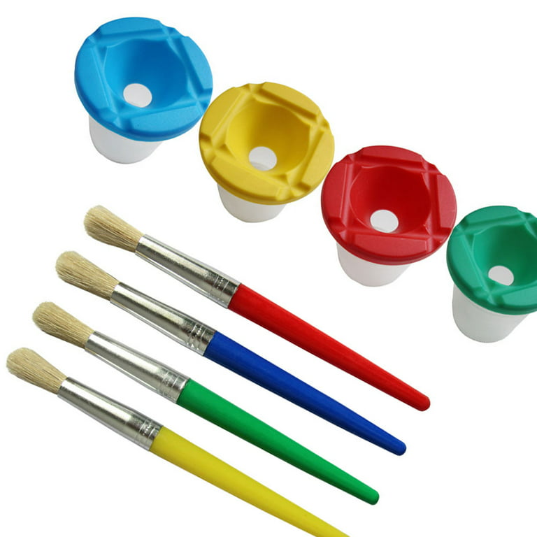  8PCS Assorted Colored Paint Cups Brushes Paint Color