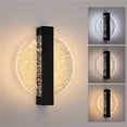thumbnail image 2 of Aplique de pared LED regulable de 12 W, moderno aplique de pared de aluminio para interiores, lámpara de noche LED, aplique de pared redondo de acrílico negro para sala de estar, dormitorio y escalera, 2 of 4