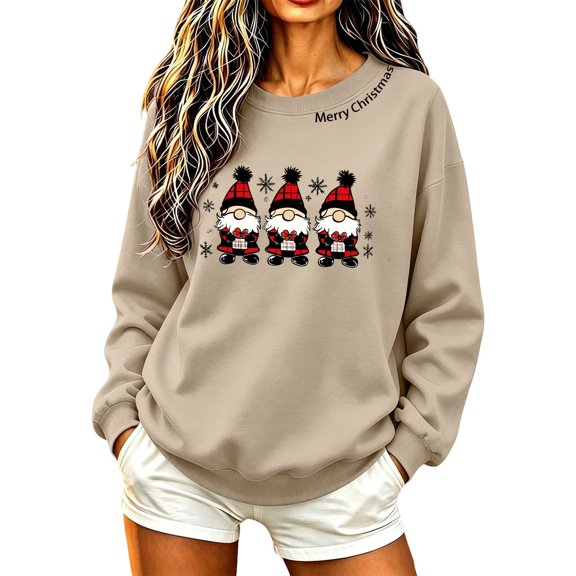 Ichuanyi Women's Crewneck Long Sleeve Christmas Graphic Sweatshirt Cute Christmas Print Casual Pullover Top