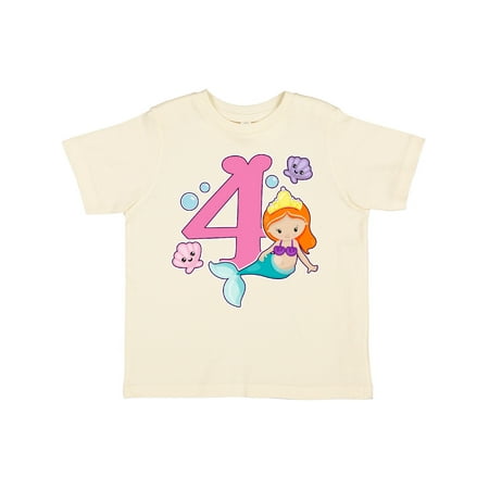 

Inktastic I Am 4 Years Old Birthday with Mermaid Gift Toddler Toddler Girl T-Shirt
